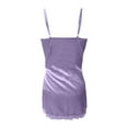 thumbnail image 5 of Xixinqiwan Women Sexy Lingerie Silk Satin Nightgown Mini Slips V Neck Negligee Chemise Sleepwear with Adjustable Straps Purple L, 5 of 5