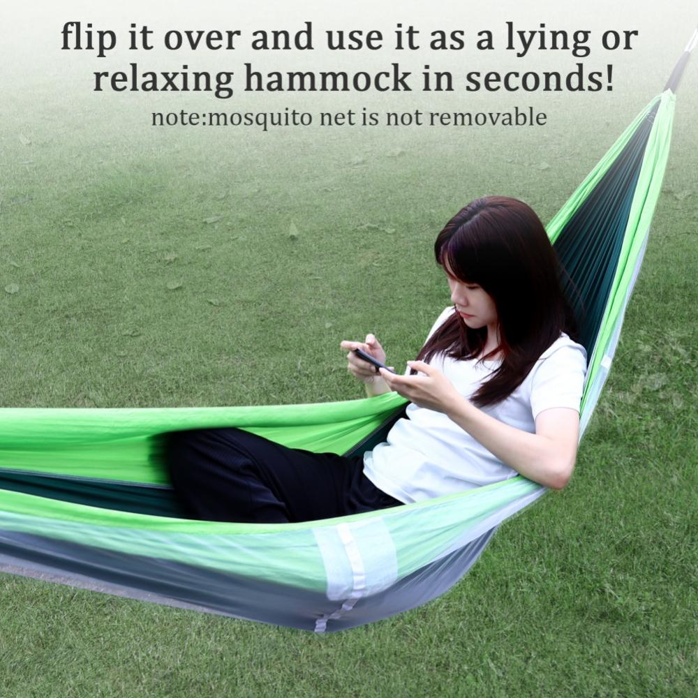 Camping Hammock with Mosquito Bug Net, Tree Straps, Carabiners, Sling and Storage Bag, Outdoor Portable Hammock for Men Women Kid for Backpacking, Patio, Hiking, Yard, Camping - image 4 of 6