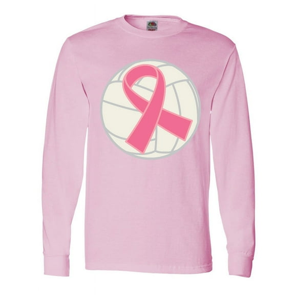Inktastic Breast Cancer Volleyball Pink Ribbon Sports Gear Long Sleeve T-Shirt