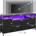 thumbnail image 3 of Acekid 63.3 Inch Black Dresser for Bedroom,10 Drawer Dresser TV Stand for 65 70 75 Inch TV, Fabric Chest of Drawers with LED Lights & Power Outlets, 3 of 8