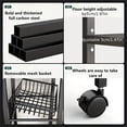 thumbnail image 3 of 4 Tier Kitchen Storage Rack with Wheels, Adjustable Metal Shelving Unit Utility Cart with Steel Mesh Baskets for Pantry Laundry Bathroom, Black, 3 of 6
