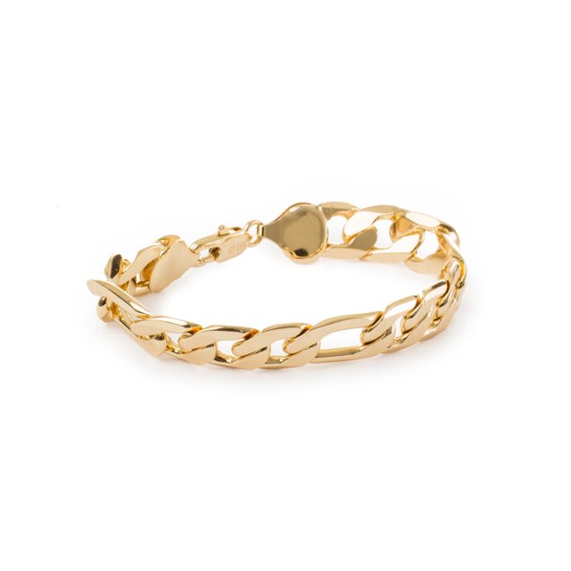 Pulsera Figaro 3x1 13mm Unisex 22cm Chapa de Oro 18K Ametrinaa MPCA0014-22
