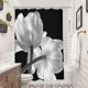 thumbnail image 2 of Cortina de ducha floral negra, cortina de ducha de tela decorativa moderna, blanco y negro, estampado floral único, cortina de ducha, con 12 ganchos, 72 x 72 pulgadas JAMW Sencillez, 2 of 4