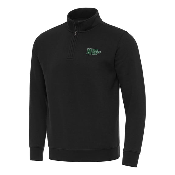Men's Antigua Black New York Jets Victory Quarter-Zip Sweatshirt