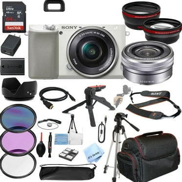 Sony Alpha A6100 Mirrorless Digital Camera with 16-50mm Zoom Lens, 64GB Memory, and 28PC Bundle Kit
