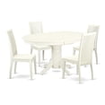 thumbnail image 2 of AVIP5-LWH-W 5 Pc Dining set with a Kitchen Table and 4 Wood Seat Kitchen Chairs in Linen White, 2 of 5