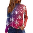 thumbnail image 2 of Women's Casual Daily Wear Mid Neck Long Sleeve Christmas Printed Top, Holiday Graphic Blouse, Comfortable Fall Winter T-Shirt,Hot Pink,XL, 2 of 6