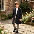 thumbnail image 2 of JFTTX Boys Trench Coat Notch Lapel Long Coats for Boys Fall Winter Warm Outerwear with Pockets Size 3-16Y, 2 of 5