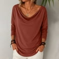 thumbnail image 2 of tarylea Tops for Women Trendy Cowl Neck Long Sleeve Shirts Solid Color Dressy Tops Casual Loose Fall Basic Tops, 2 of 6