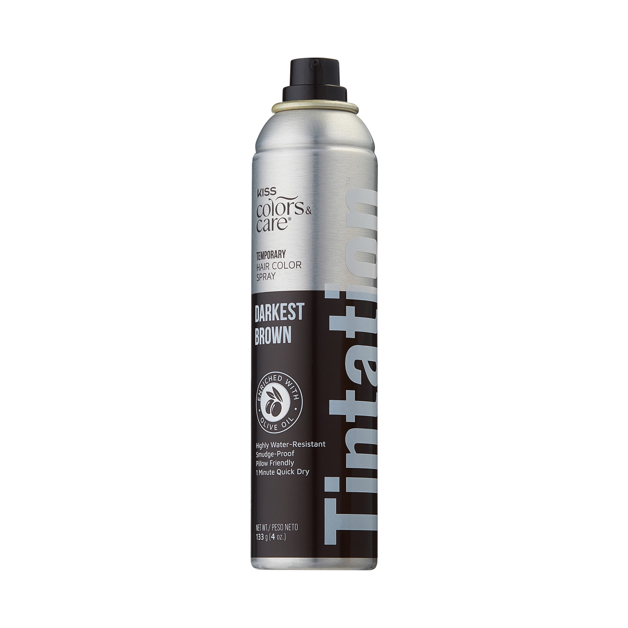 Kiss Colors & Care Tintation Hair Color Spray, Darkest Brown, 4.25 oz