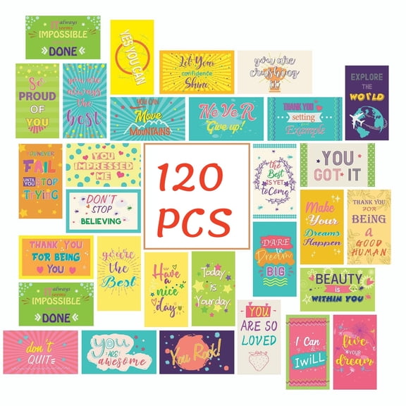 120 Pack Motivational Encouragement Quote Cards, Mini Inspirational Note Cards with Positive Affirmations for Employees, Appreciation & Thinking of You Gifts