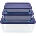 thumbnail image 1 of Pyrex Simply Store - Juego de 3 recipientes rectangulares de vidrio para almacenamiento de alimentos, 3, 6 y 11 tazas, recipientes para preparación de comidas con tapas sin BPA, aptos para, 1 of 5