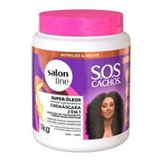 Salon Line Cremascara 2 in 1 SOS Cachos Super Oils, Nourishing Hair Treatment and Styling Cream, 1kg(35.2oz) - Vegan, No Testing on Animals