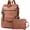1-Beige with Brown, variant on Vegan Leather Laptop Backpack for Women 15.6 inch Work Backpack Fashion Travel Backpack Purse for Travel College Work
