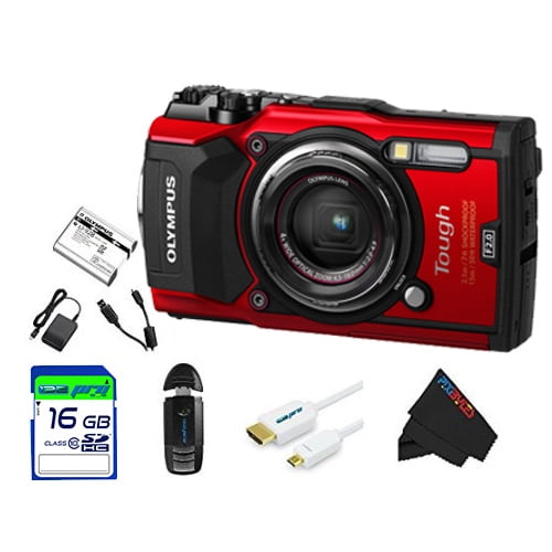 Olympus Tough TG-5 Digital Camera (Red) + Pixi Starter