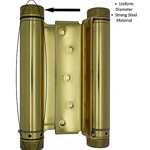 6" Double Action Spring Hinge Polished Brass for Saloon Doors Cafe