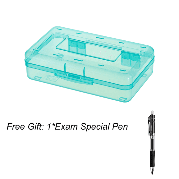 Large Capacity Plastic Pencil Box with Snap Tight Lid Clear Stackable for Pens,Markers,Crayons 7.99*4.8*2.32in