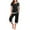 RQ1_Black, variant on Meichang Women's 2 Piece Outfits Trendy Color Block Sweatsuits Casual Loose Short Sleeve Pullover Tops and Capri Pants Lounge Sets with Pockets
