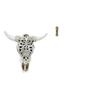 CoudarTitie Tribal Bull Head Sculpture Wall Hanging Art and Miniature Grandfather Clock Vintage Living Room Decor for Office Farmhouse Bedroom