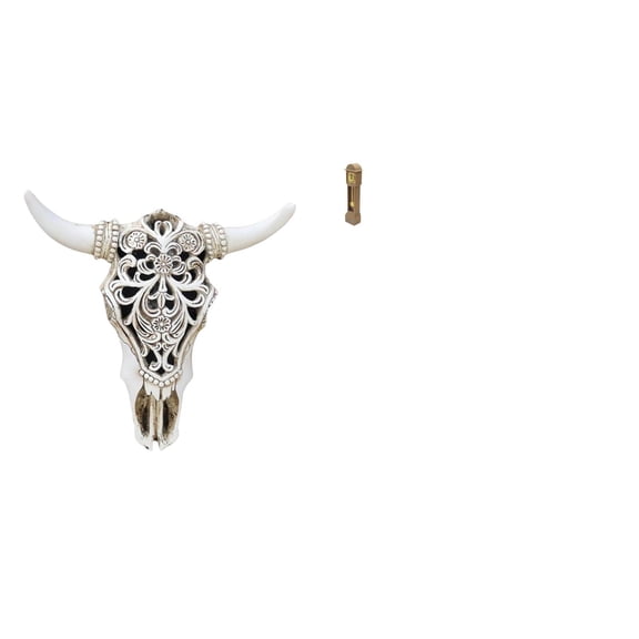 CoudarTitie Tribal Bull Head Sculpture Wall Hanging Art and Miniature Grandfather Clock Vintage Living Room Decor for Office Farmhouse Bedroom
