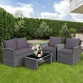 thumbnail image 4 of Costway 4PCS Patio Rattan Furniture Set Sofa Table W/Storage Shelf Gray Cushion, 4 of 10