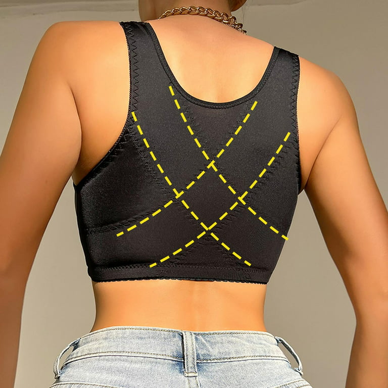 Odeerbi Front Closure Bras for Women 2024 Plus Size Wireless Bras Sexy Lace  Vest Comfort Breathable Lingerie Bras Black