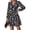 Floral Black White, variant on Women Floral Long Sleeve Mini Dress | Fall Wedding Guest Dresses, V Neck, Fit & Flare, Ruffle Hem A-Line, Short Chiffon Dress, Elegant Holiday Party, Date Outfits