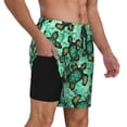 thumbnail image 2 of Yiaed Sea Turtle Print Mens Swim Trunks Bathing Suit Compression Liner Beach Swim Shorts Swimwear Quick Dry Zipper Pocket No-Chafing Board Short-X-Large, 2 of 6