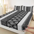 thumbnail image 4 of Erosebridal Abstract Cheetah Print Polka Dots Queen Sheet Sets 4 Pieces For Teens,Boys Girls Hippie Flower Damask Bed Set,Black Grey, 4 of 5
