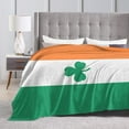 thumbnail image 3 of Couverture en Molleton Drapeau Irlandais Trèfle Jeté Peluche Duveteux Super Doux Réversible Microfibre Flanelle Couvertures 60"x50 Pouces, 3 of 4