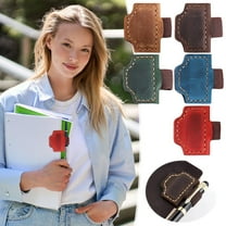 Vintage Leather Magnetic Pen Clip Bookmark | Handcrafted Cowhide Holder | Secure Magnetic Closure | Multifunctional for Books Office Journals | Classic Elegant Gift | Brown | Single Piece