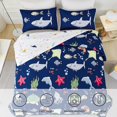 thumbnail image 2 of RYNGHIPY Kids Bedding Set for Full Bed Reversible Ocean Animals Print Comforter, 2 of 9
