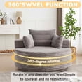 thumbnail image 4 of FFH 55" Corduroy Swivel Chair, Round Lounge Chair Accent Chair, Gray, 4 of 13