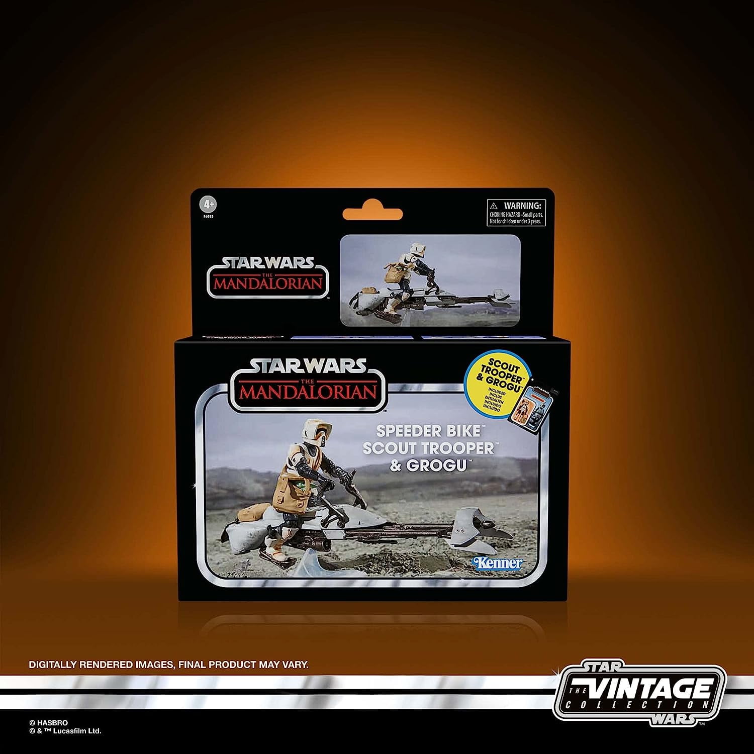 Star Wars: The Vintage Collection Speeder Bike Scout Trooper & Grogu Vehicle Kids Toy Action Figure for Boys and Girls Ages 4 5 6 7 8 and Up