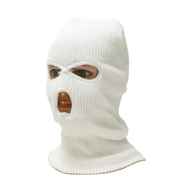 Máscara Facial Completa Acrílica Tres Agujeros Cubierta Facial Cálida, A Prueba de Viento Blanca 1 Pcs