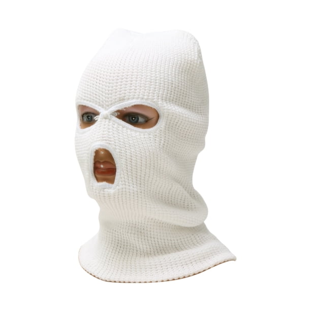 Máscara Facial Completa Acrílica Tres Agujeros Cubierta Facial Cálida, A Prueba de Viento Blanca 1 Pcs