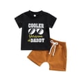thumbnail image 1 of xiaxaixu Toddler Boys Summer Outfit Sets Short Sleeve Letter Eyeglasses Print Tops + Solid Color Drawstring Shorts, 1 of 9