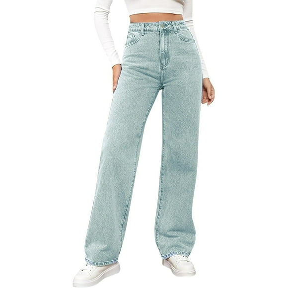 Jeans for Women Pants for Women High Waist Wide Leg Straight Denim Trouser