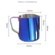 thumbnail image 3 of Jarra para espuma de acero inoxidable, suministros de cocina, taza de flores, jarra humeante para café, hotel, restaurante, cafetería, tienda de 350ml azul Soledad Jarra espumosa, 3 of 8