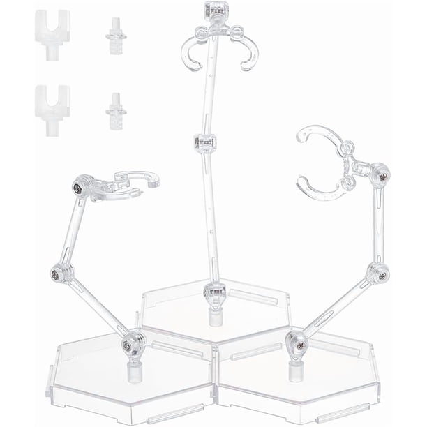 Soporte para figuras de acción de 3 piezas, transparente, para exhibición de figuras de acción, base empalmable, compatible con figuras HG, RG y SHF a escala 1/144.