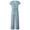 thumbnail image 3 of Coduop Women's Casual V Neck Wasit Belted Wide Leg Loose Jumpsuit Romper, 3 of 4