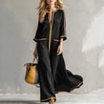 thumbnail image 2 of Ovbmpzd Vaction Beach To City Summer Dress for Women Maxi Black Plus Size Shift Dress 3/4 Sleeve Loose Casual Dresses,M, 2 of 6