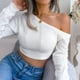 thumbnail image 3 of One Shoulder Sweater, Pullover Sweater Pure Color Skin Friendly For Office Work ANGGREK Otros, 3 of 8