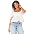 thumbnail image 6 of Celebrity Pink Women's Embroidered Eyelet Peplum Top, Sizes XS-XXXL, 6 of 7