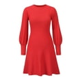 thumbnail image 5 of Sedceaty Women Mini Dress Long Sleeve Crew Neck Elegant Solid Casual Daily Party Autumn Dress, 5 of 9