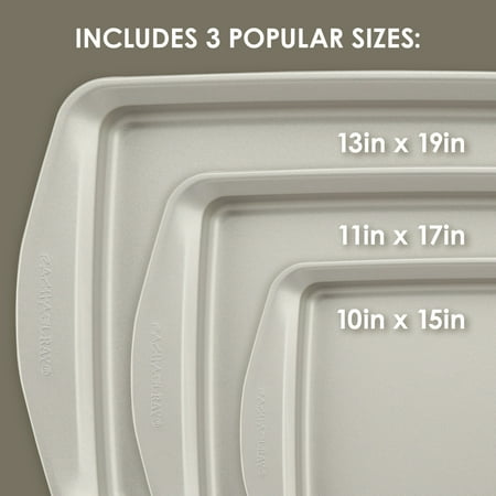 Rachael Ray - 3-Piece Nonstick Bakeware Cookie Pan Set - Silver
