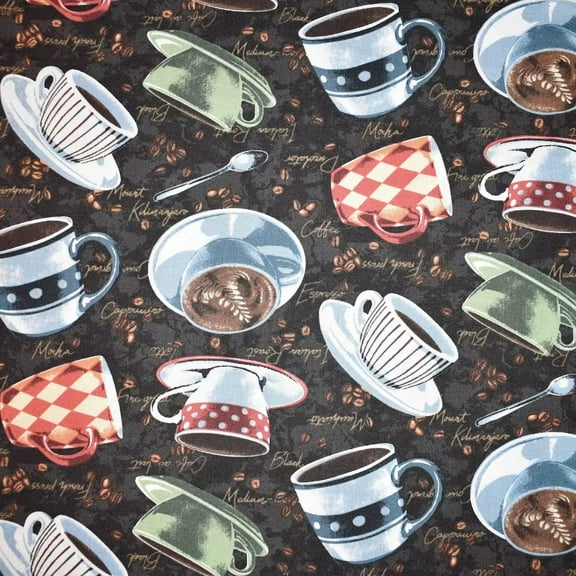 Brown Coffee Mug Toss Cotton Fabric