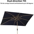 thumbnail image 4 of PURPLE LEAF 6' x 9' Patio Umbrella with Base Market Umbrella Rectangular Outdoor Umbrella with Push Button Tilt & Crank and 8 Ribs Aluminum Table Umbrella for Pool Backyard Beach, Taupe, 4 of 7