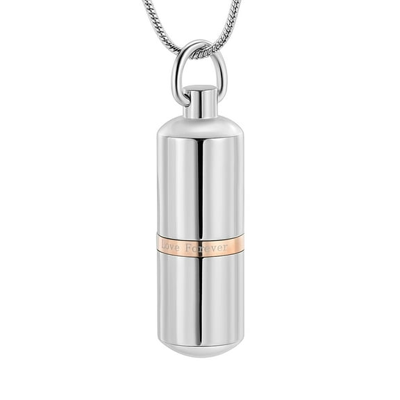 Stainless Steel Capsules Cremation Pendant Small Urns for Ashes Keepsake Urn Necklace