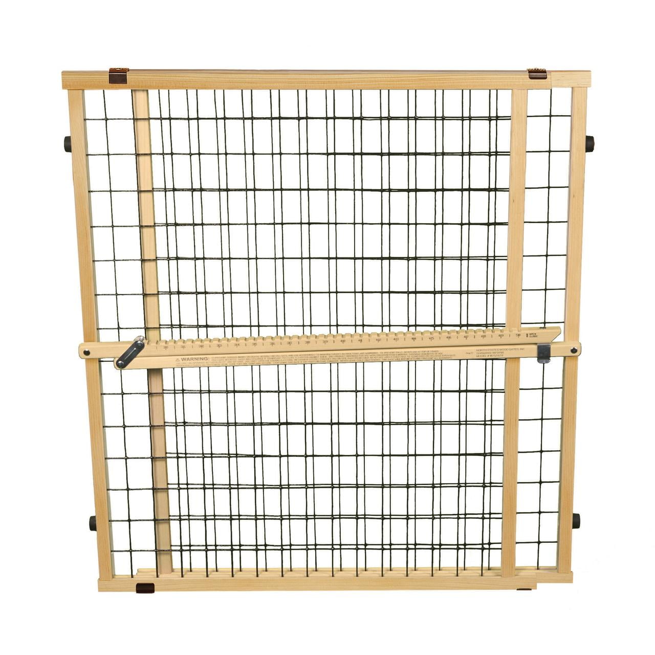 North States 29.5"-50" MyPet Wide Wire Mesh Petgate for Small to Medium Dog Breeds, Natural Wood